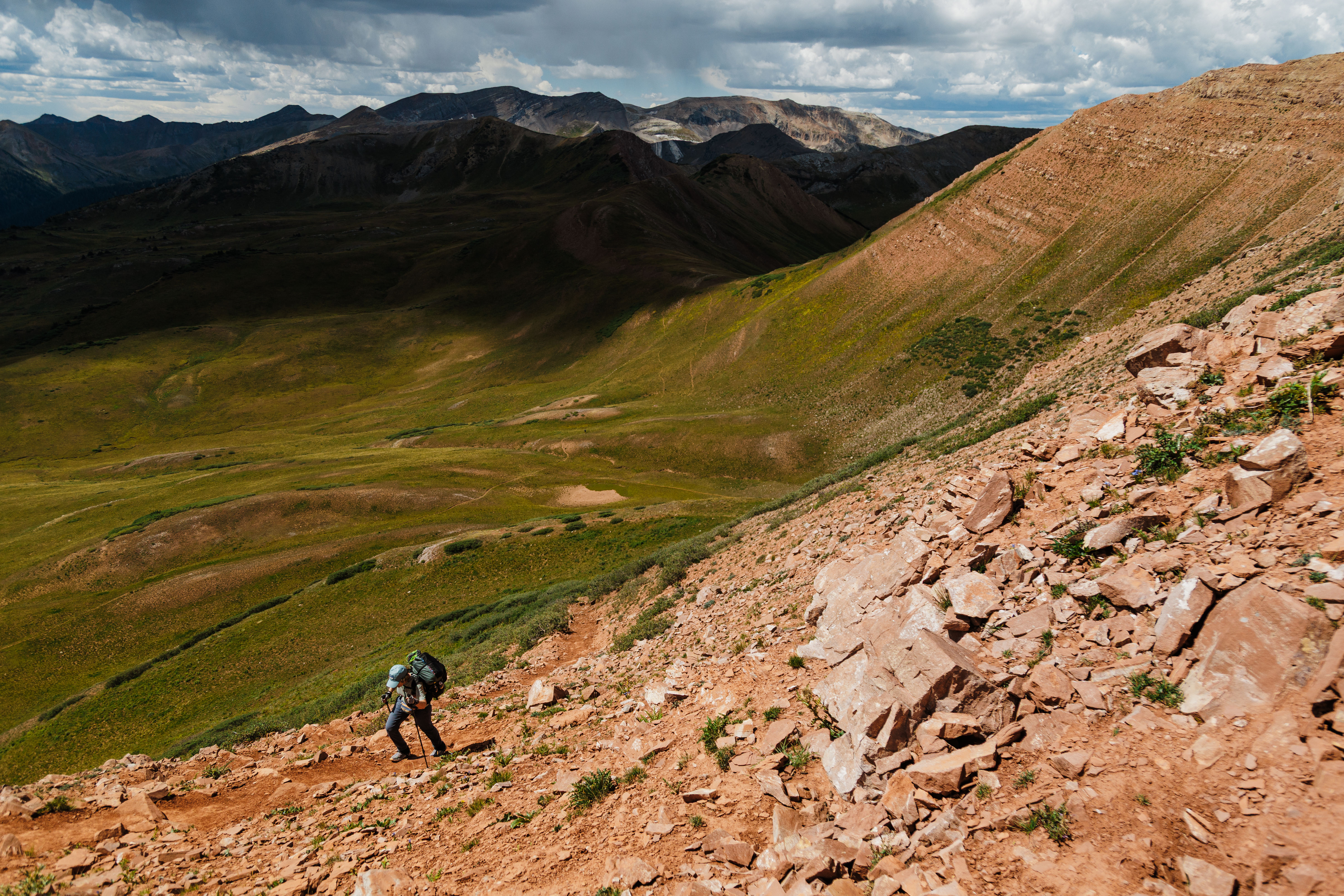 a lone hiker on four pass loop