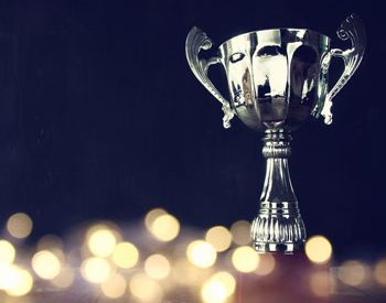 Trophy and fairy lights